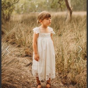 Girls Lace-Trim White Formal Dress